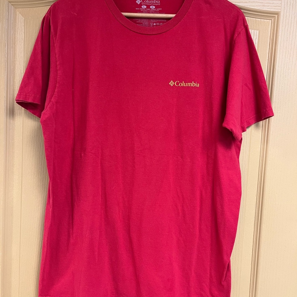 Columbia Red Short Sleeve Tee Vibrant Casual Shirt